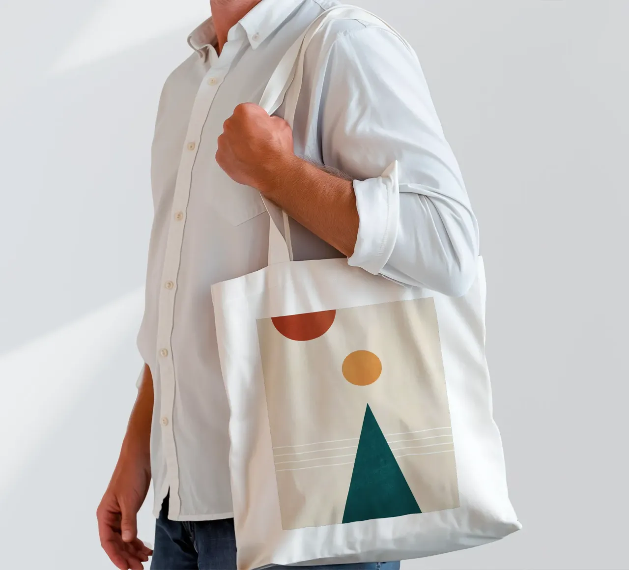 Geometrico astratto minimale 7 borsa in juta da Gaite