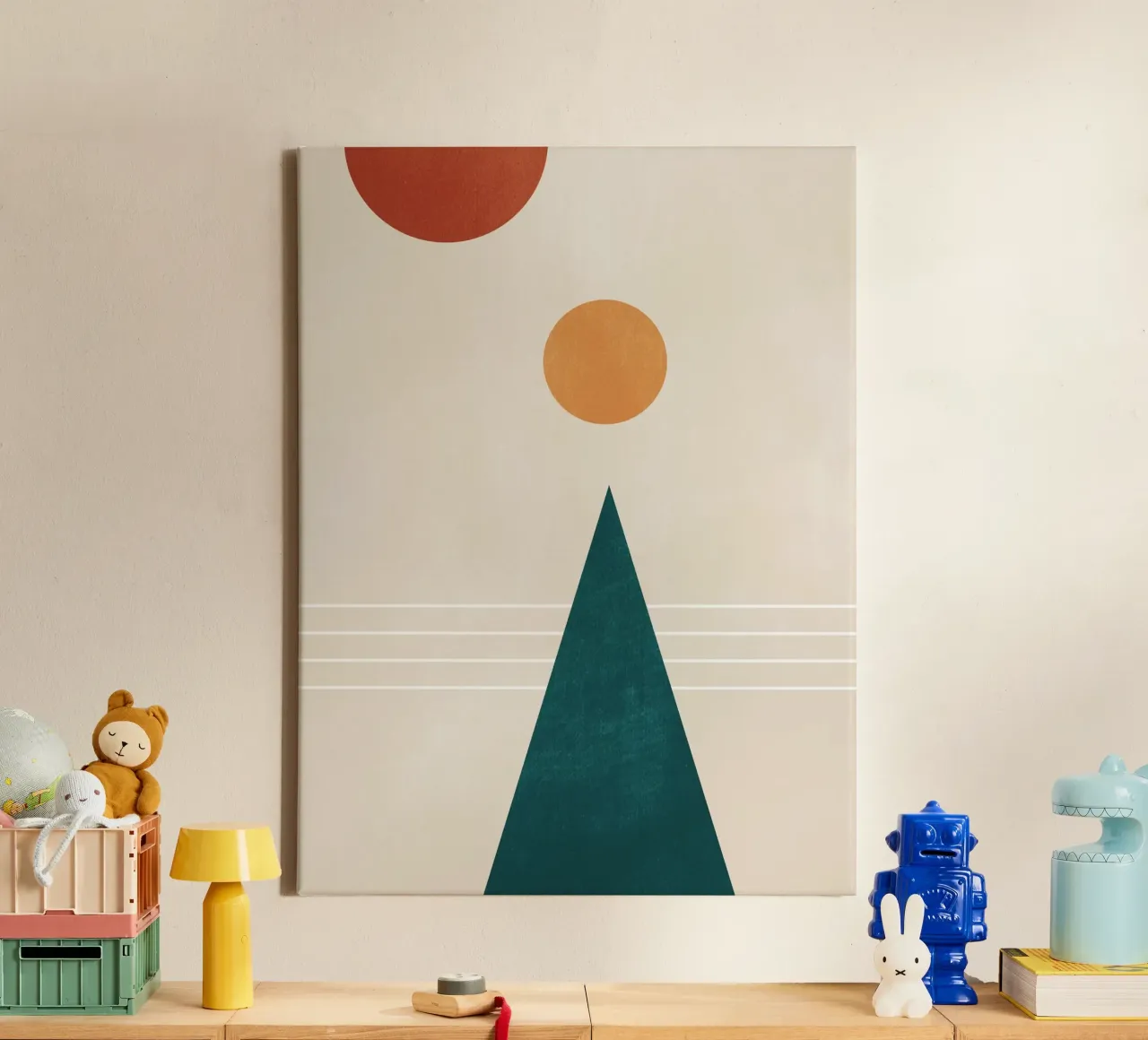 Abstract Minimal Geometric 7 canvas with Floater frame by Gaite