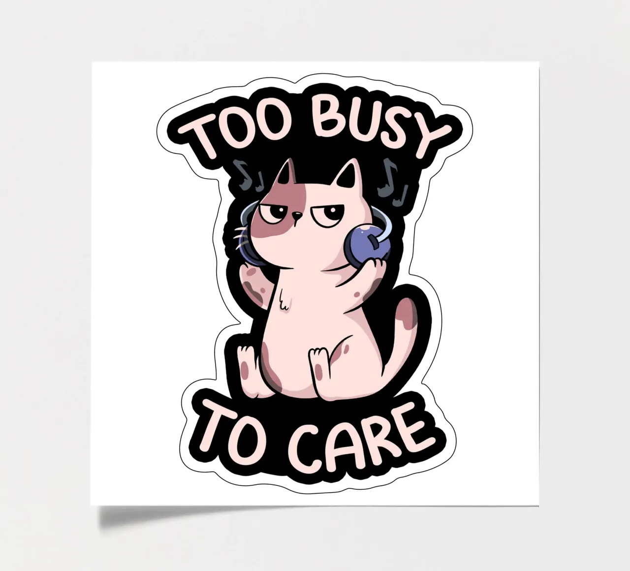 Too Busy to Care Antisocial Cat sticker sheet by Tobe Fonseca