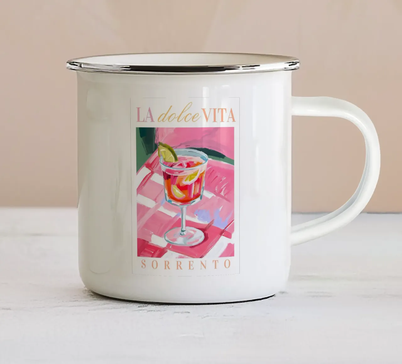 Cocktail Print La Dolce Vita tazza in smalto da Bella Studio