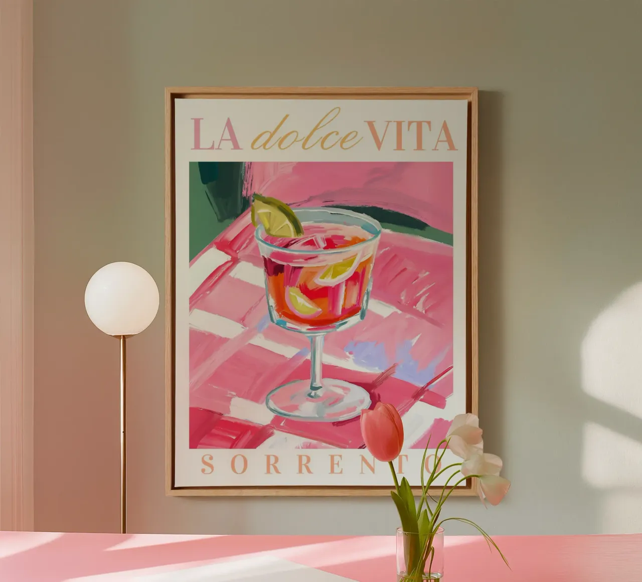 Cocktail Print La Dolce Vita tela con Cornice a cassetta da Bella Studio