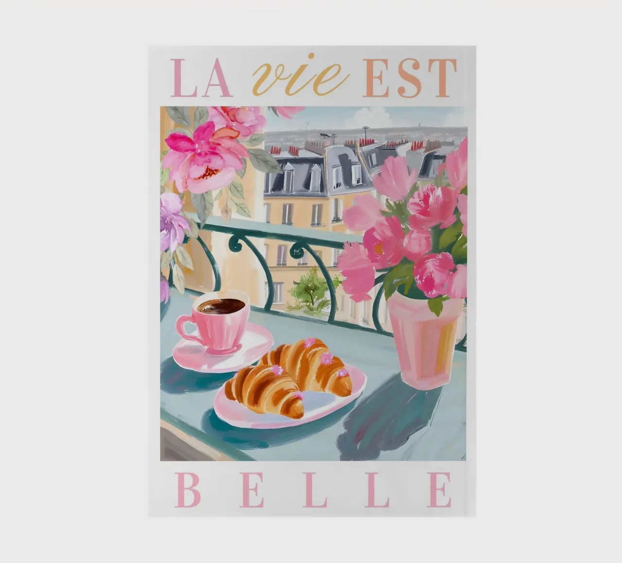 Paris Breakfast Print, Espresso and Croissants notebook by Bella Studio