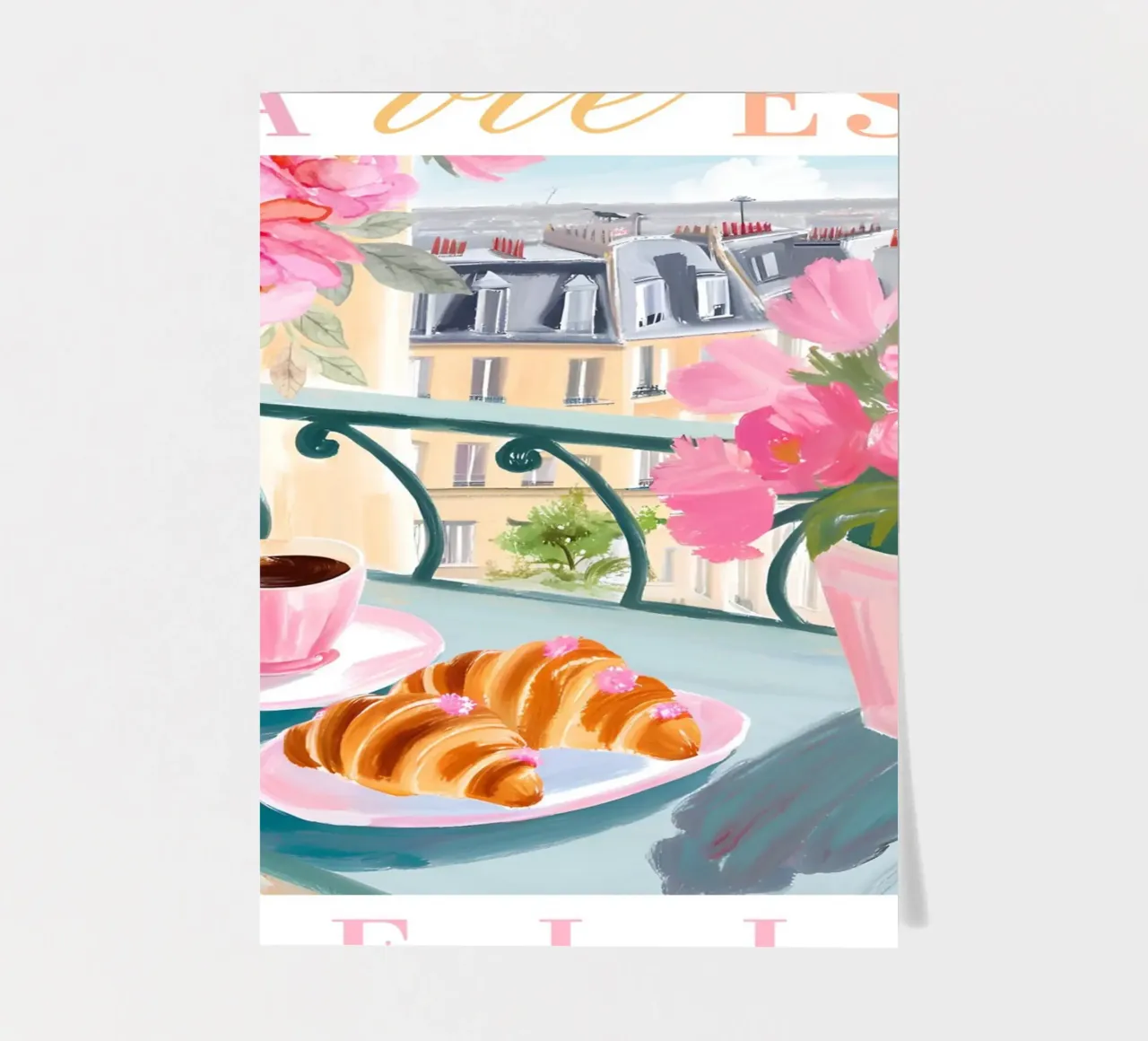 Paris Breakfast Print, Espresso and Croissants sticker sheet by Bella Studio