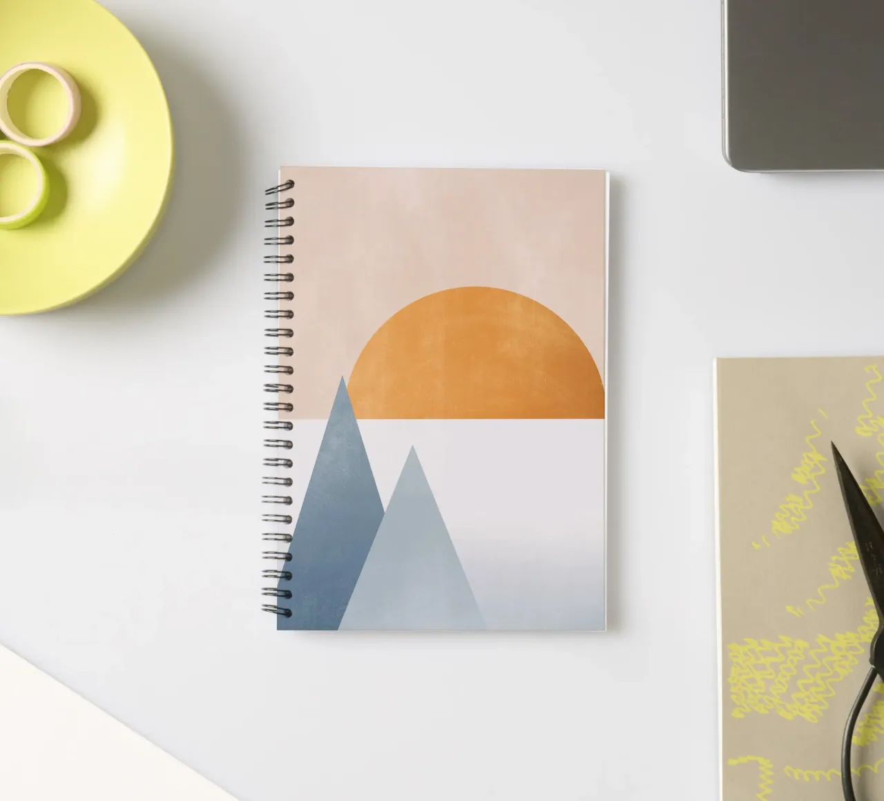 Abstract Minimal Geometric 5 spiral notebook by Gaite