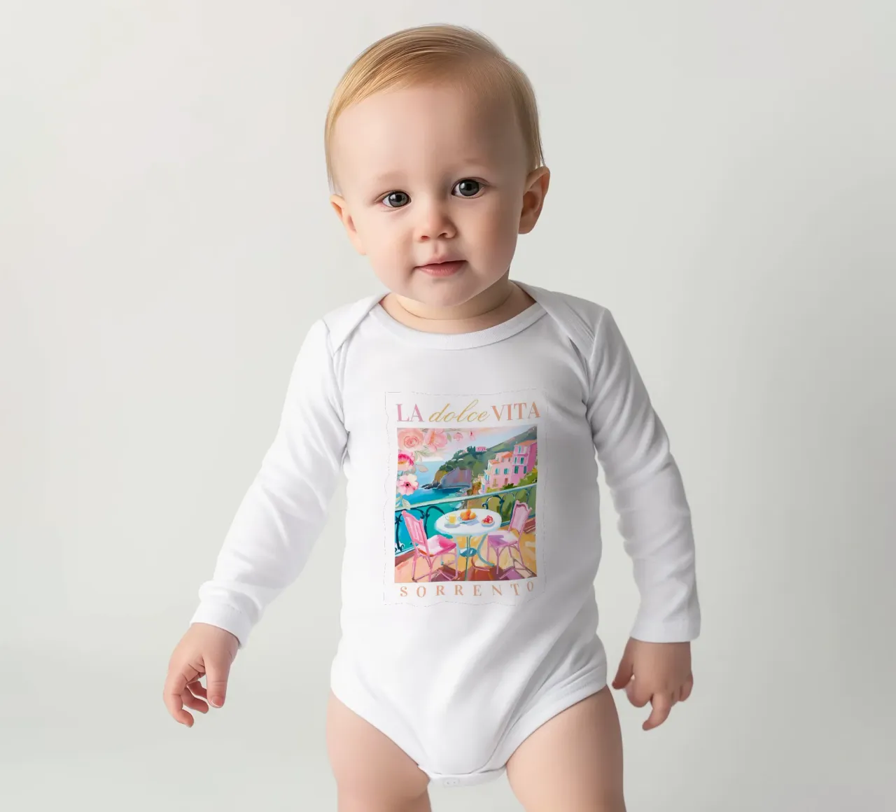La Dolce Vita Brunch Print Langarm Babybody von Bella Studio