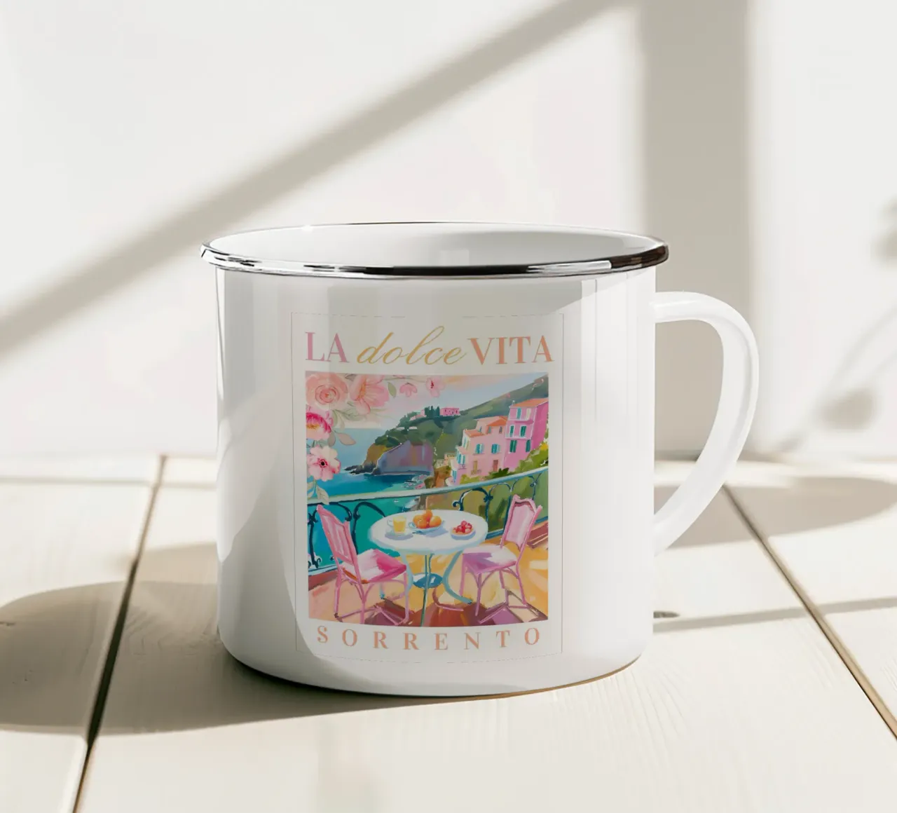 La Dolce Vita Brunch Print tazza in smalto da Bella Studio