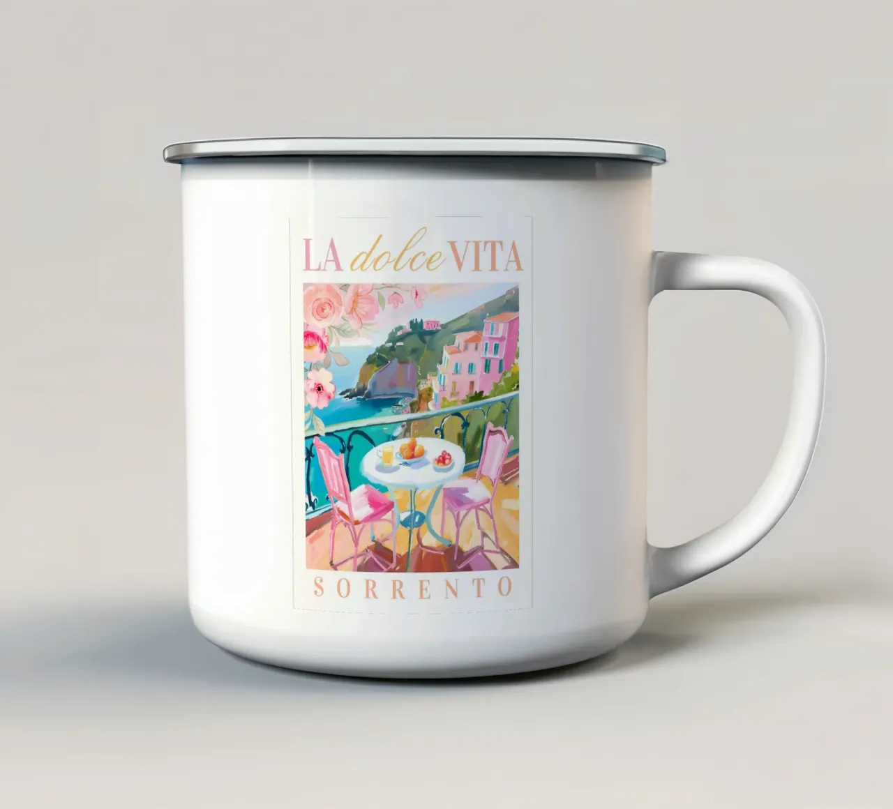 La Dolce Vita Brunch Print tazza in smalto da Bella Studio