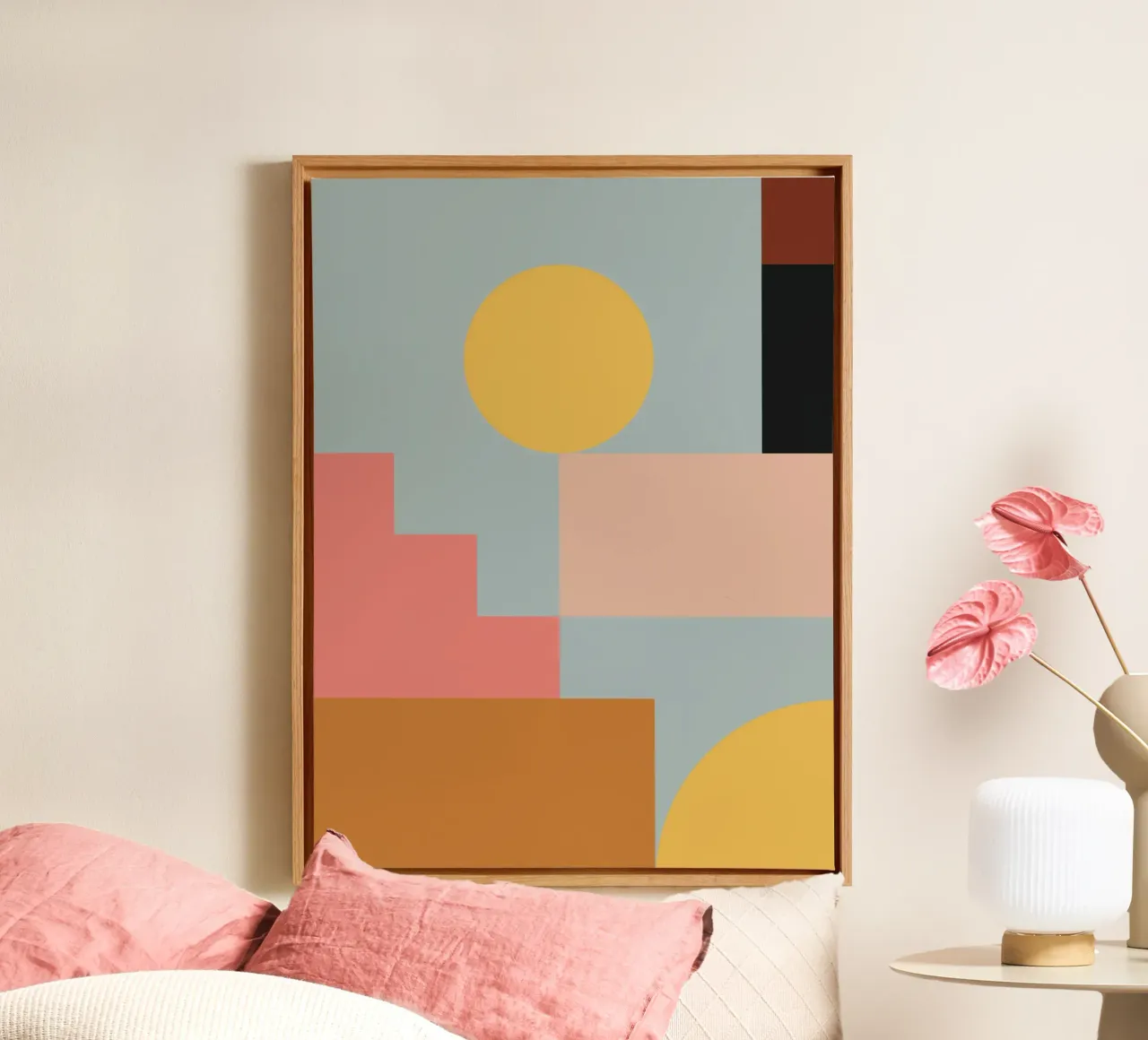 geometric abstract 28 canvas with Floater frame by Gaite