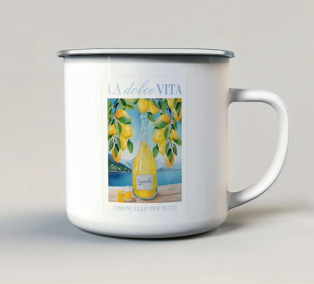 Limoncello Lemon Print tazza in smalto da Bella Studio