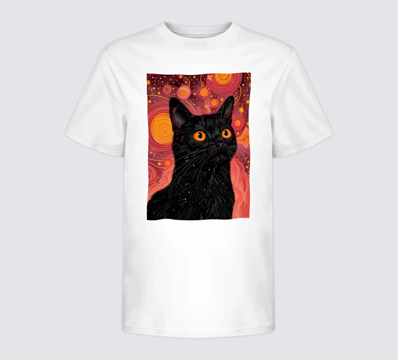 Black cat and pink cosmos kids t-shirt by Justyna Jaszke JBJart