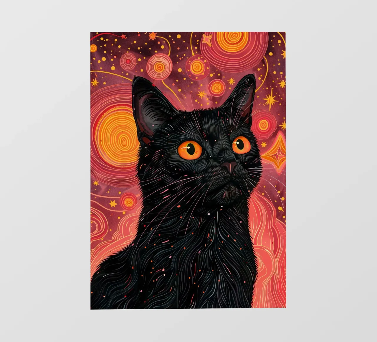 Black cat and pink cosmos photo wallpaper by Justyna Jaszke JBJart