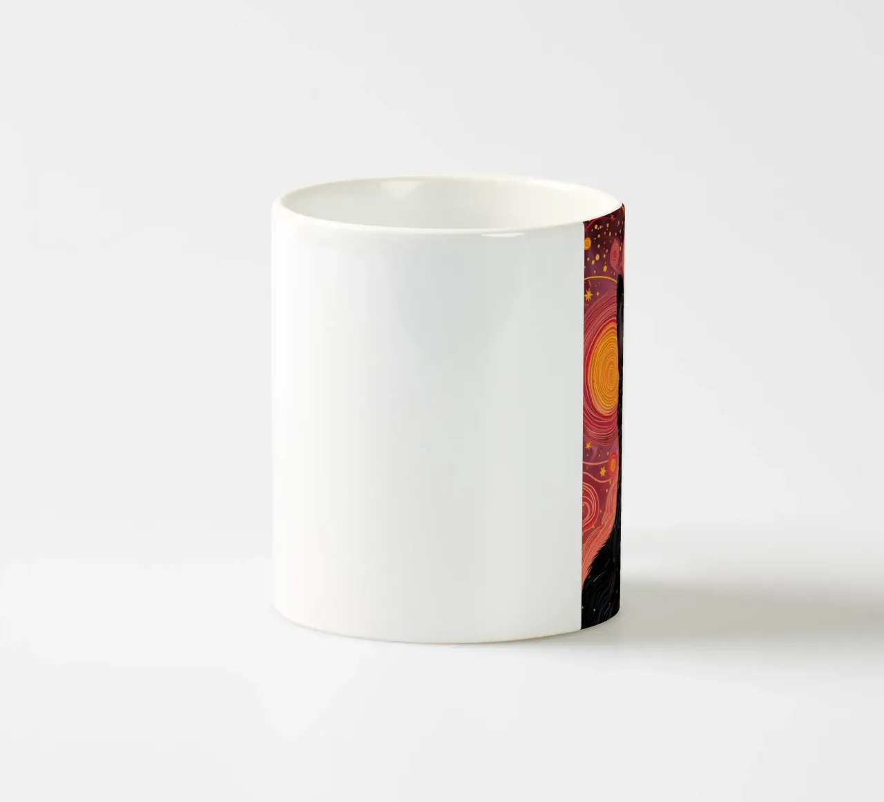 Gatto nero e cosmo rosa tazza in ceramica da Justyna Jaszke JBJart