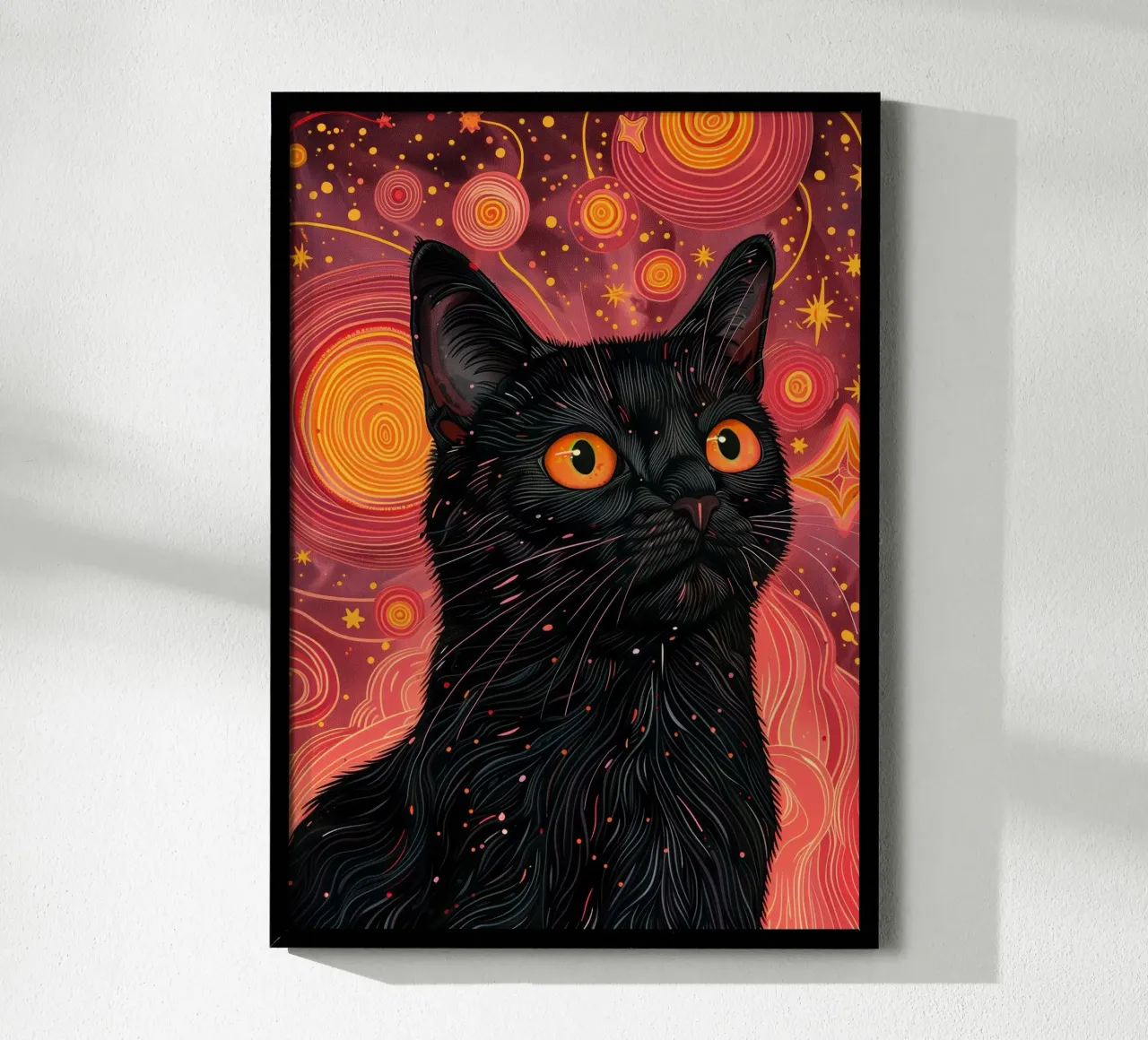 Gatto nero e cosmo rosa poster da Justyna Jaszke JBJart