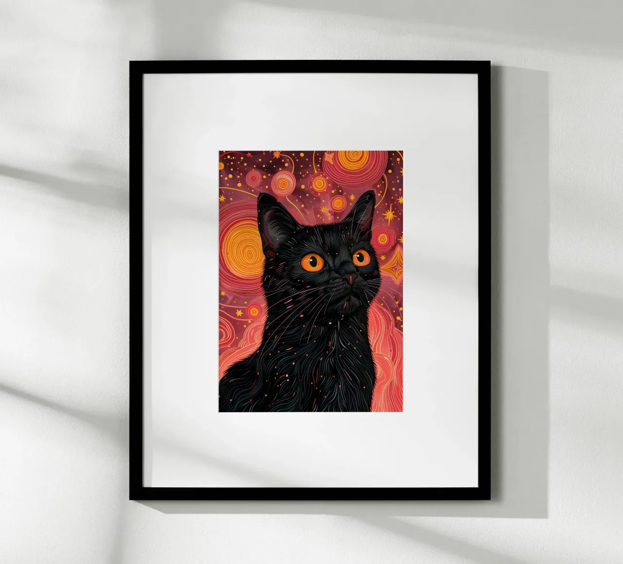 Gatto nero e cosmo rosa poster da Justyna Jaszke JBJart