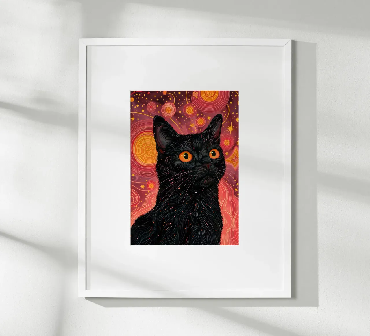 Gatto nero e cosmo rosa poster da Justyna Jaszke JBJart