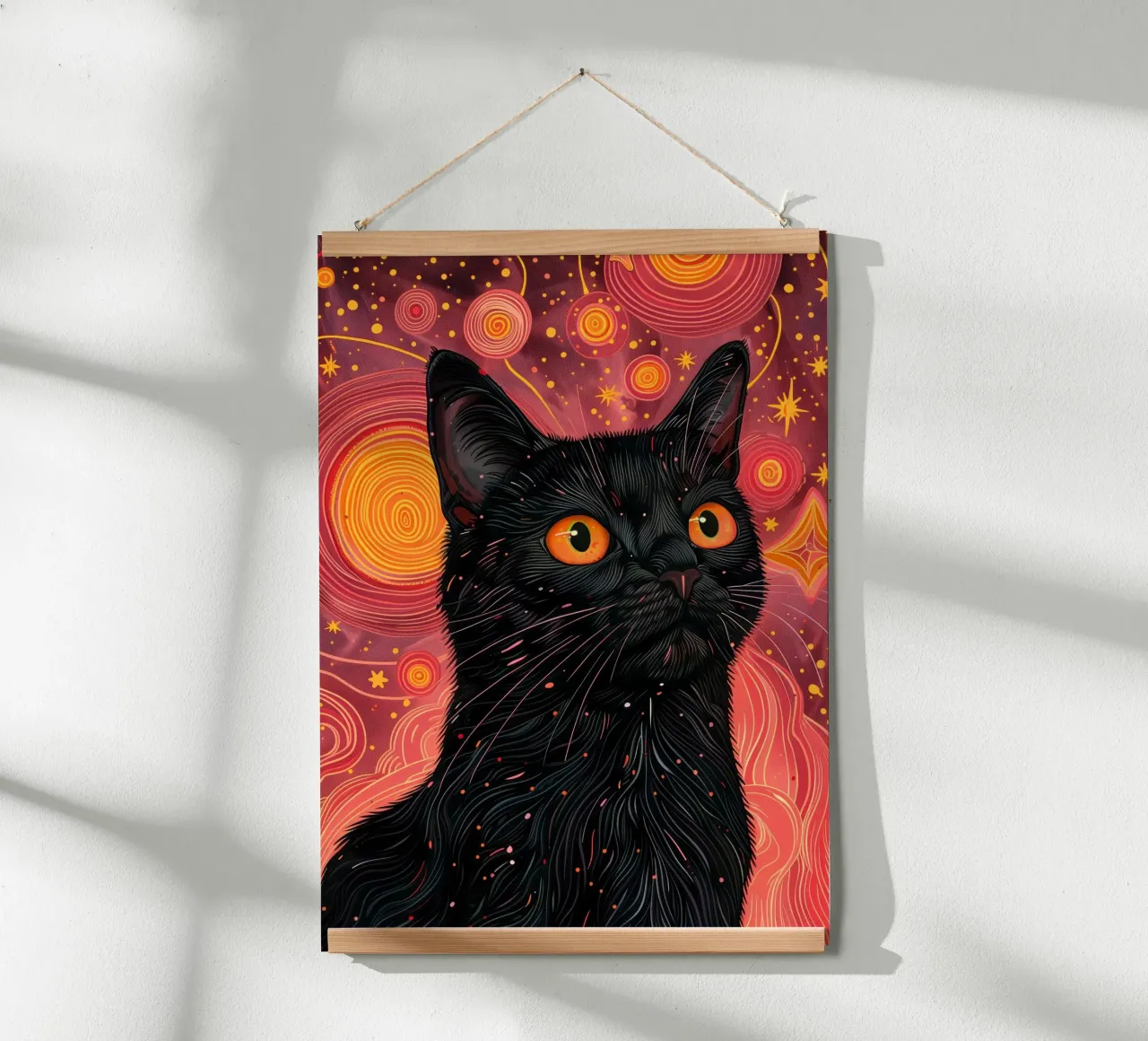 Gatto nero e cosmo rosa poster da Justyna Jaszke JBJart