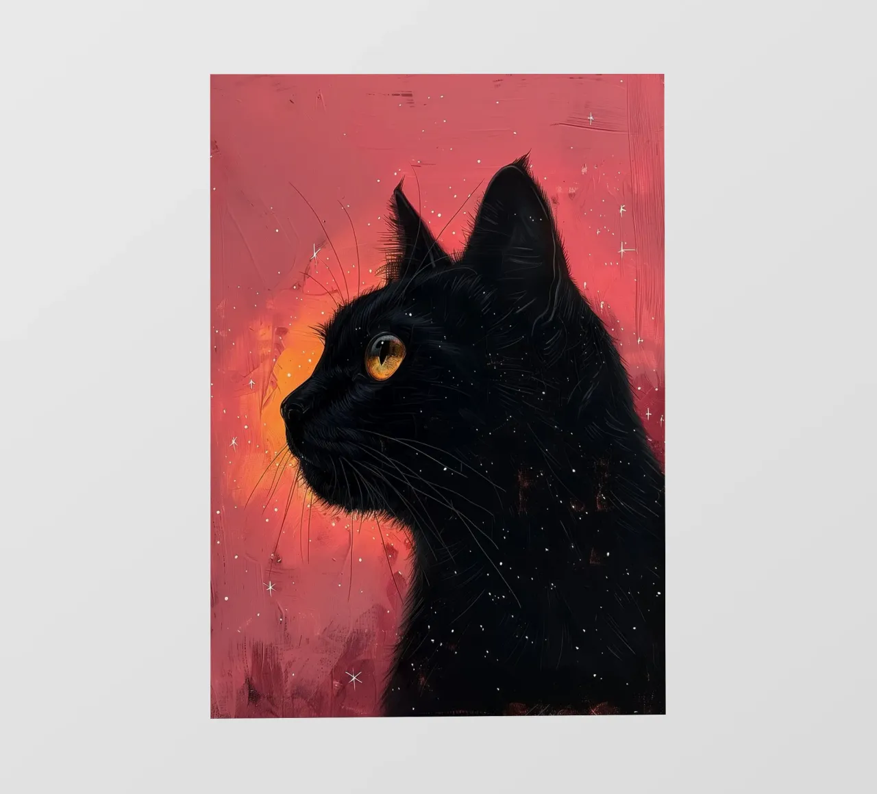 Gatto nero e cosmo rosa pellicola backlit da Justyna Jaszke JBJart