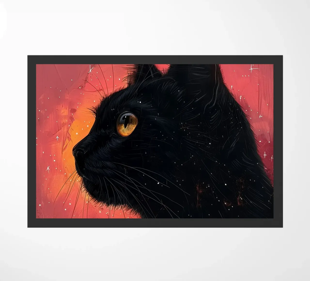 Gatto nero e cosmo rosa zerbino da Justyna Jaszke JBJart