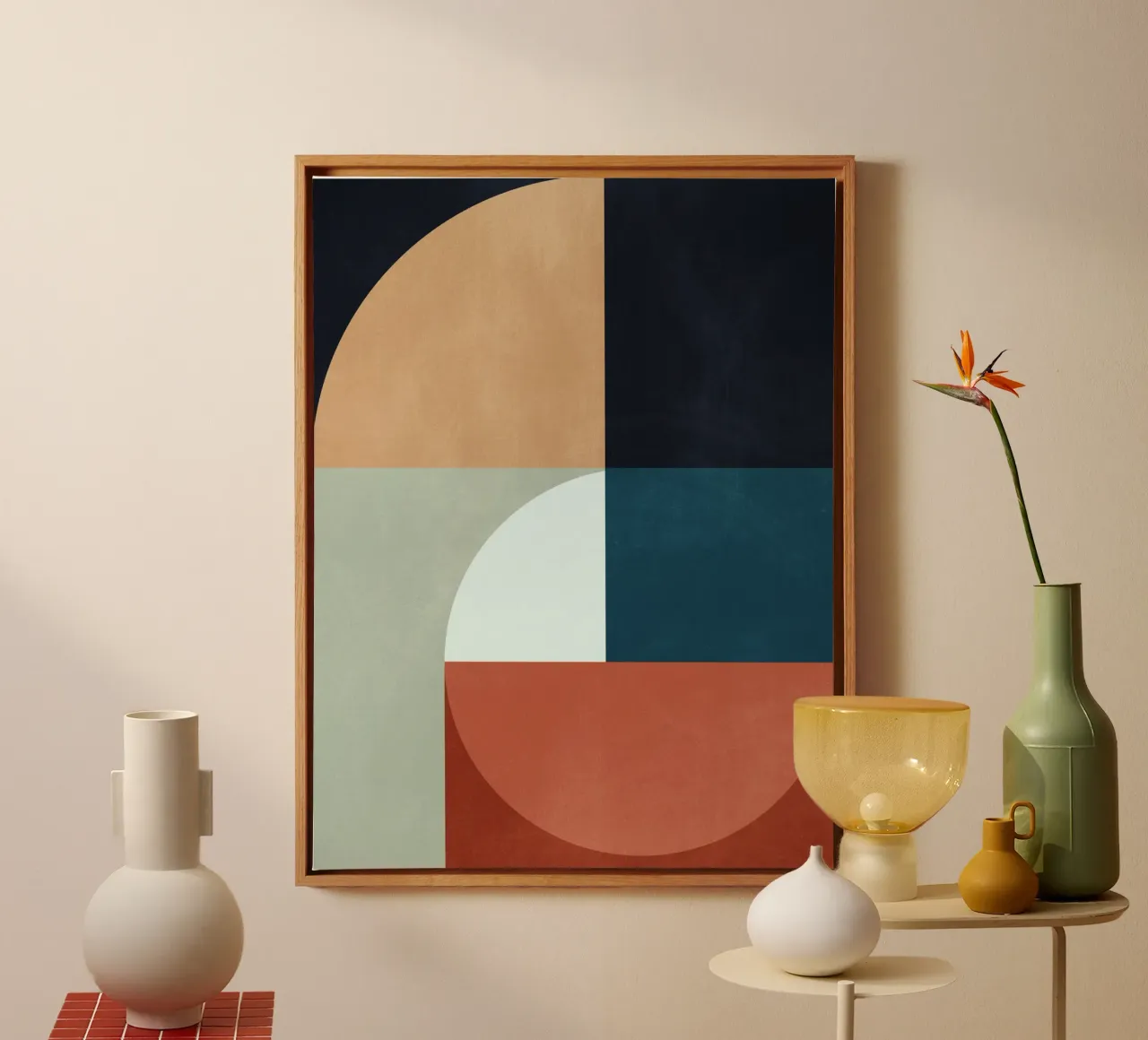 geometrisch abstract 22a canvas met Baklijst van Gaite