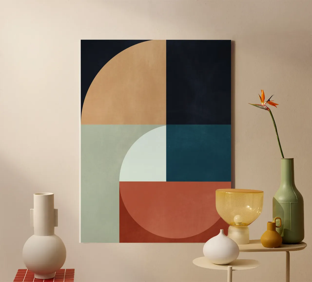 geometrisch abstract 22a canvas met Baklijst van Gaite