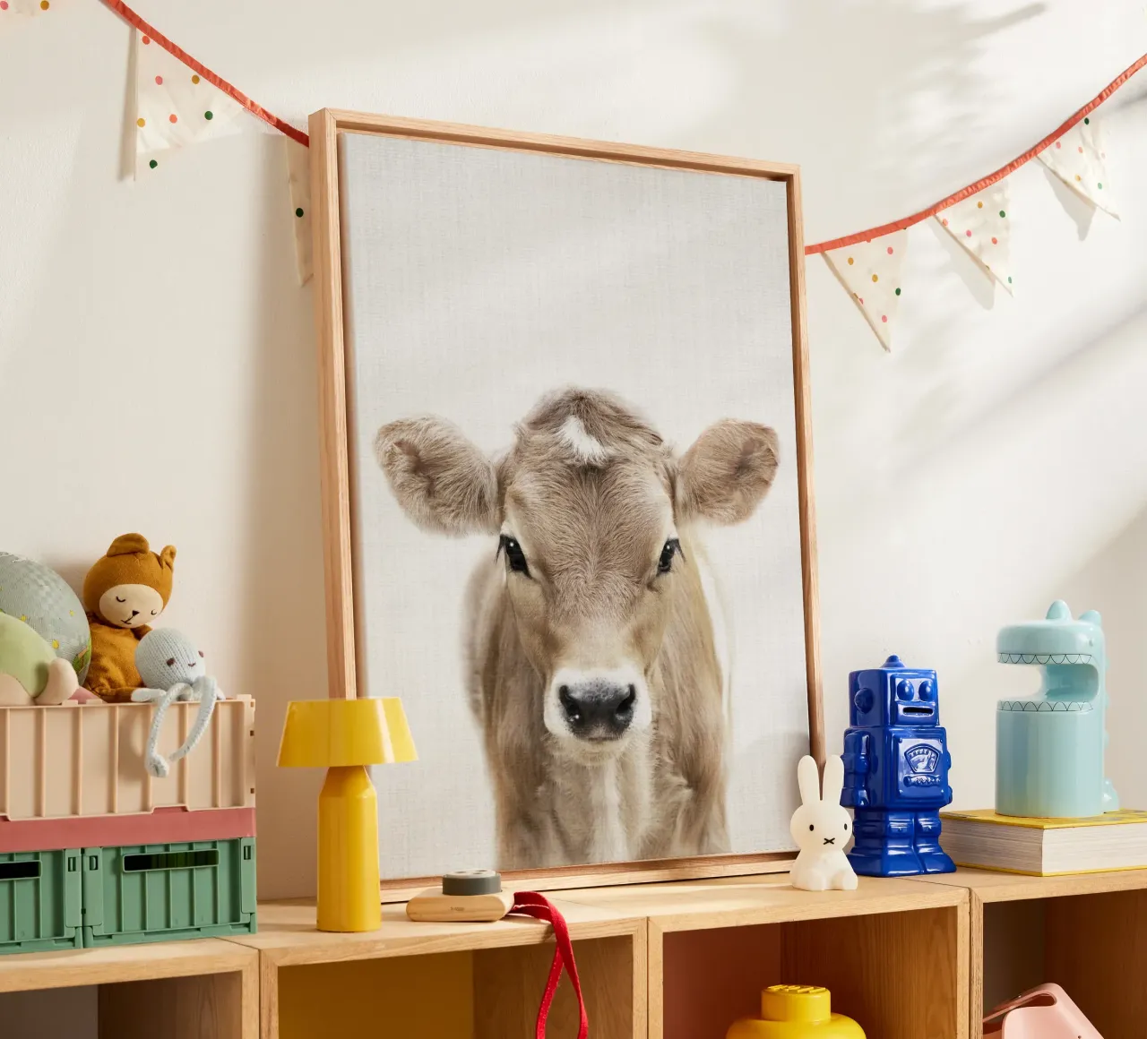 Mucca vitello Peekaboo tela con Cornice a cassetta da Lila x Lola