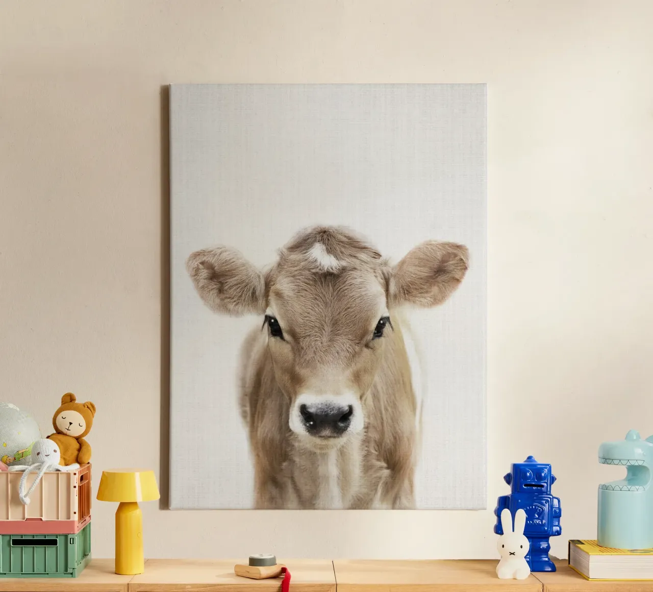 Mucca vitello Peekaboo tela con Cornice a cassetta da Lila x Lola