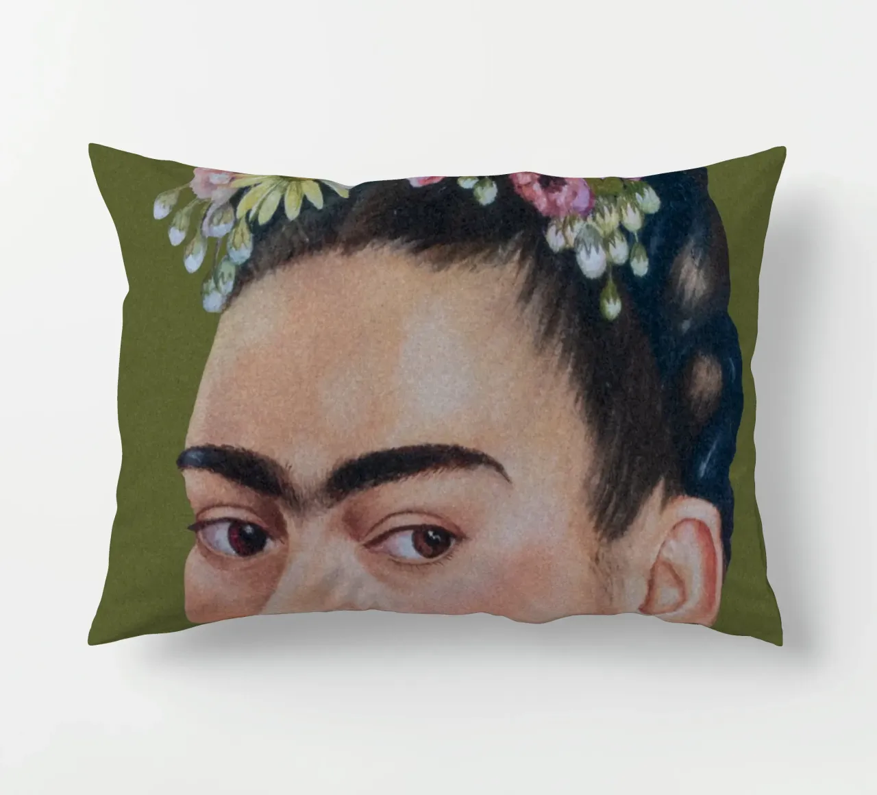 Mezza Frida verde cuscino da Carinaprint