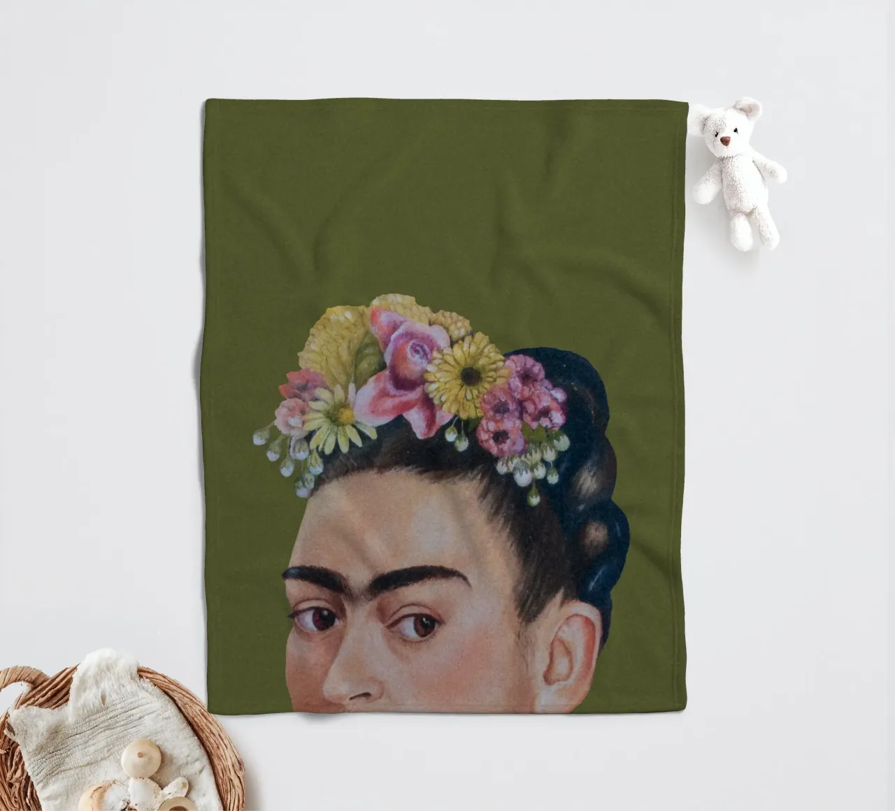 Mezza Frida verde coperta in pile da Carinaprint
