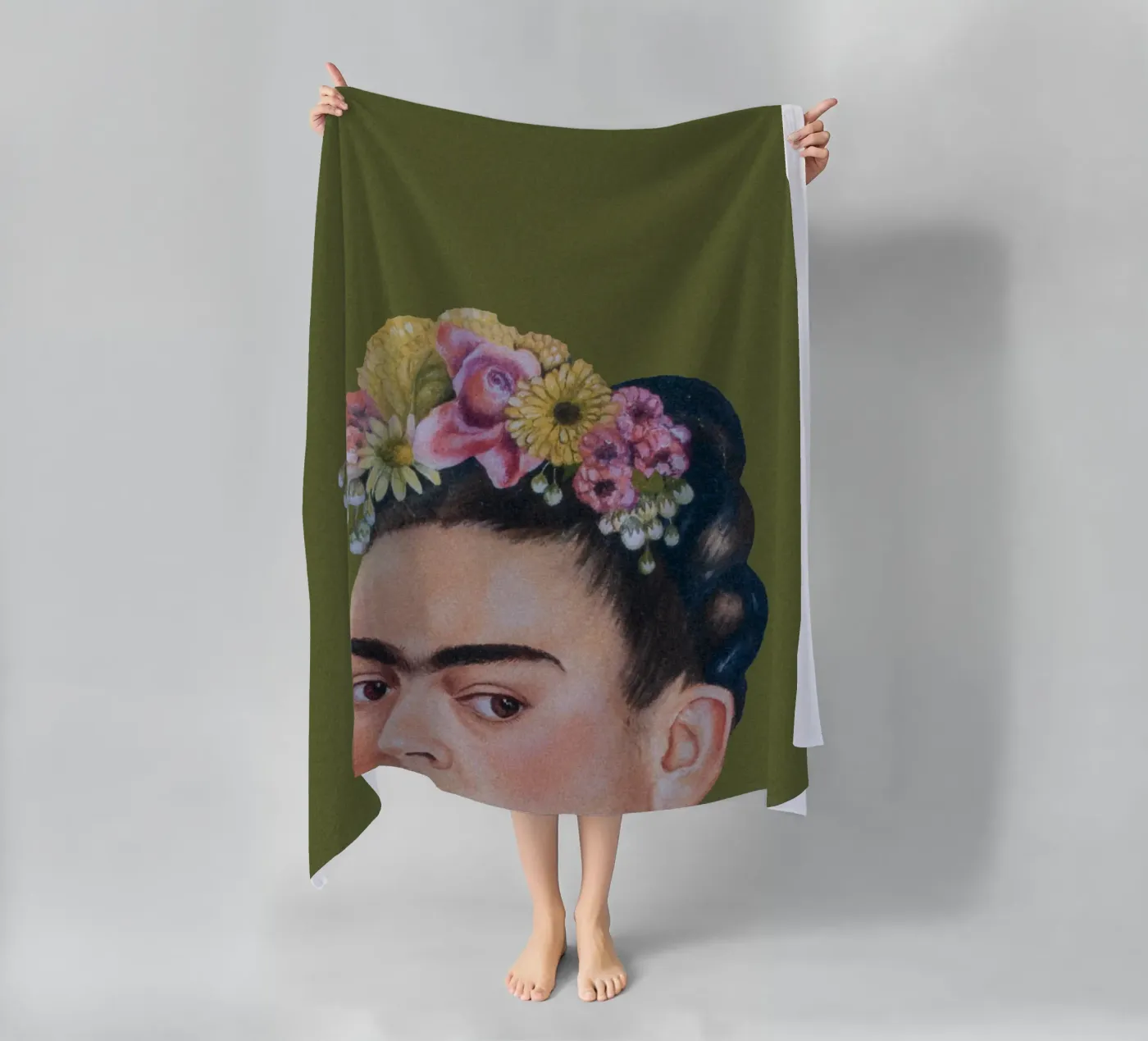 Half Frida green telo mare da Carinaprint