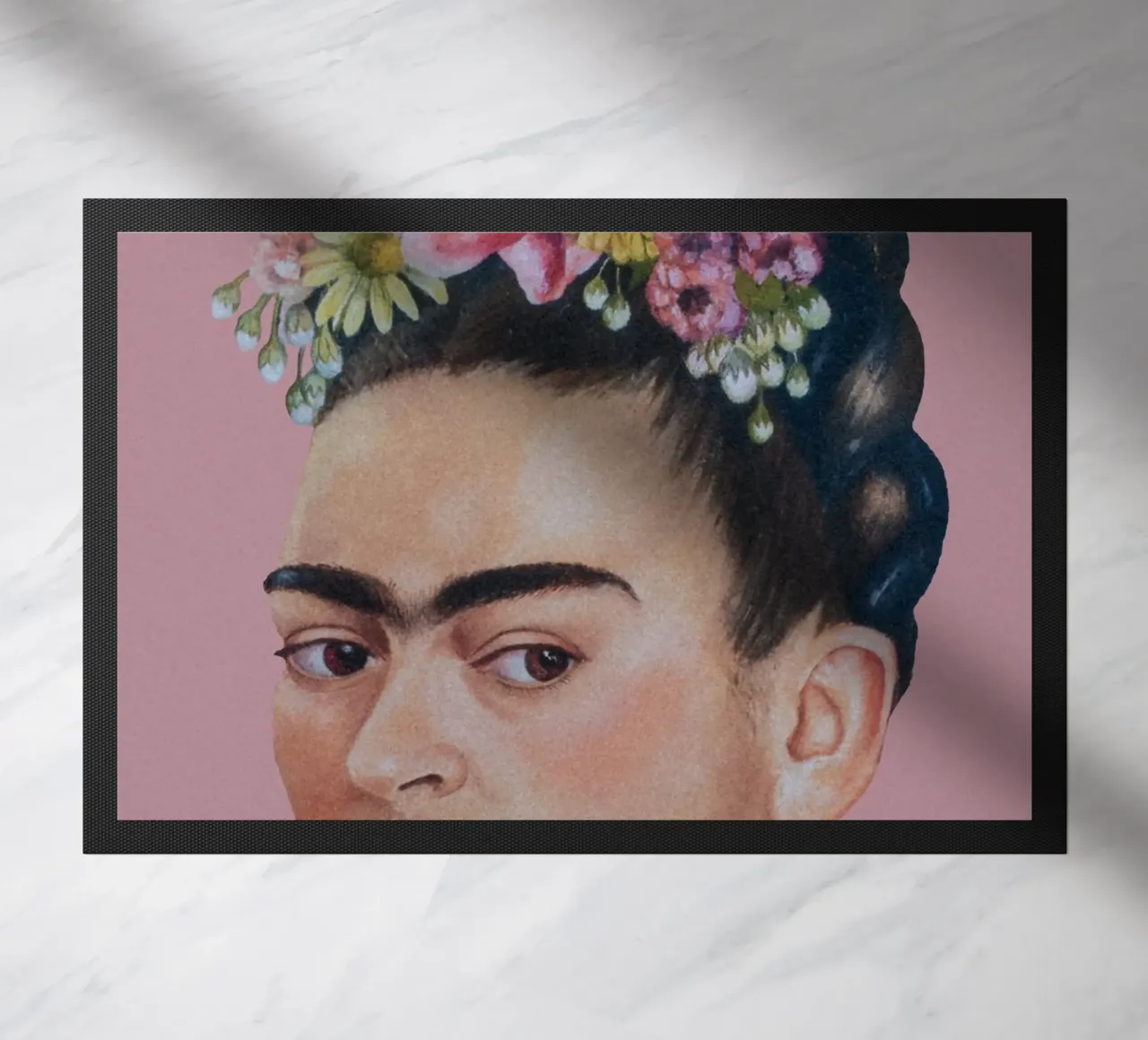 Halbe Frida hell-pink doormat by Carinaprint