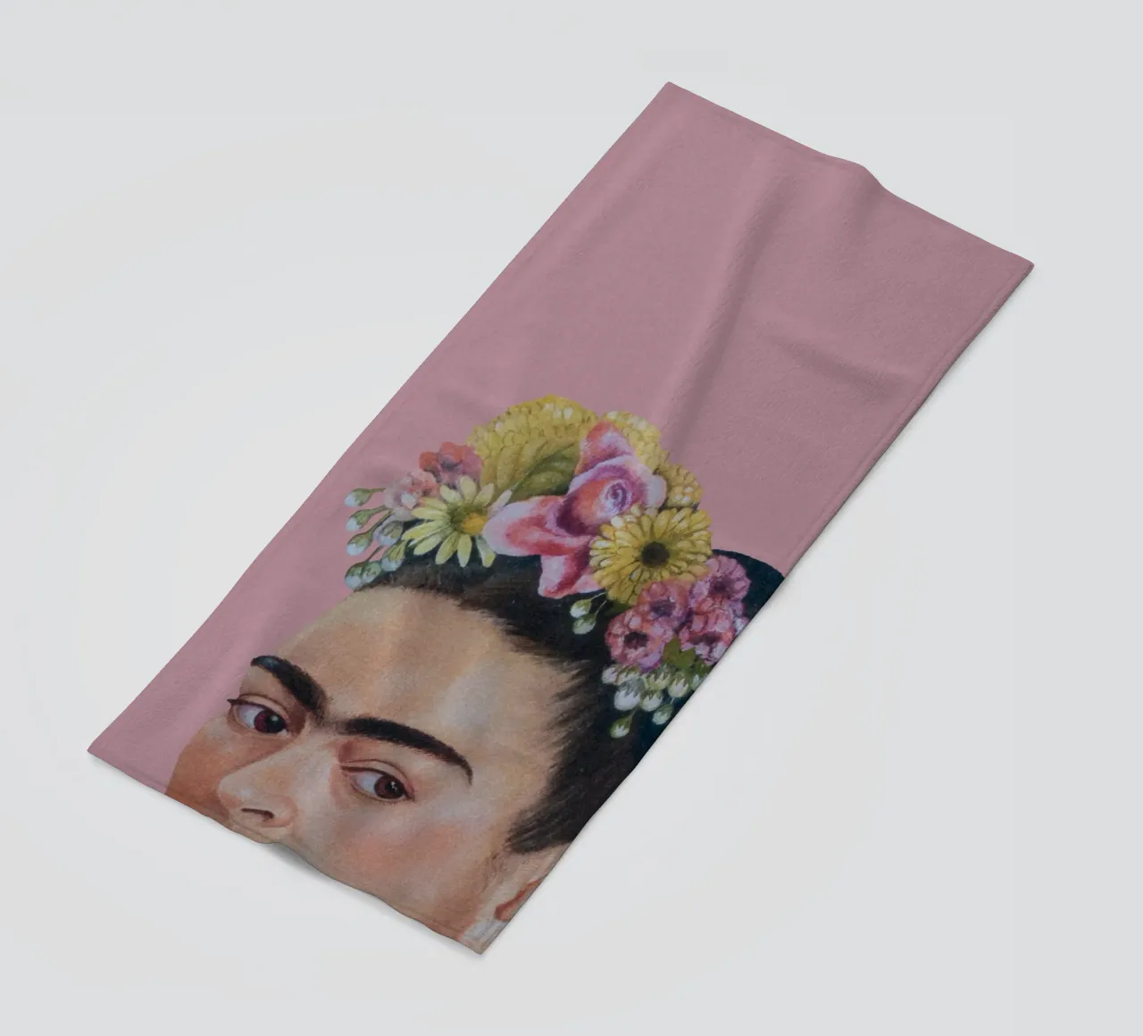 Halbe Frida rosa infernale telo mare da Carinaprint