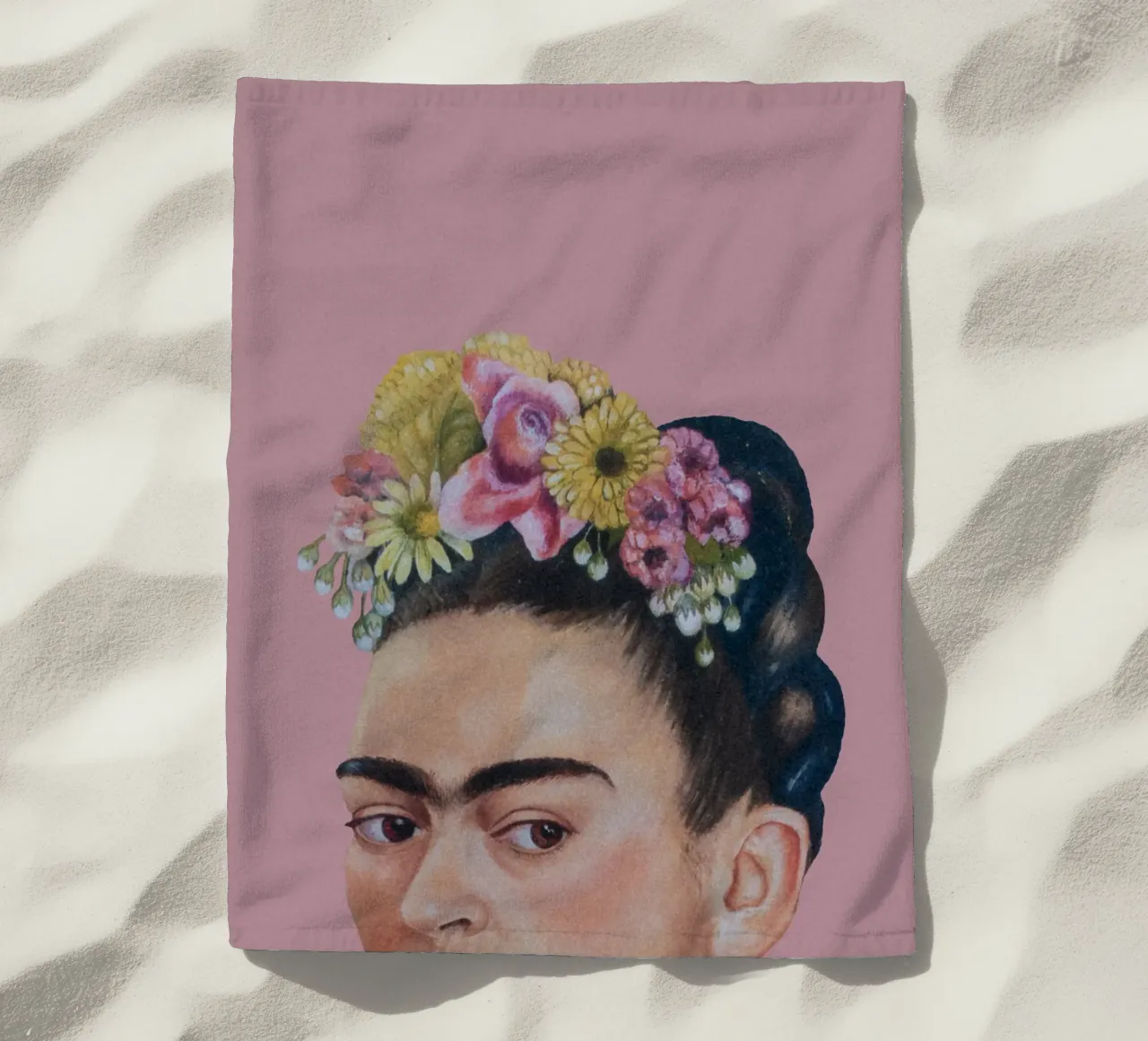 Halbe Frida rosa infernale telo mare da Carinaprint