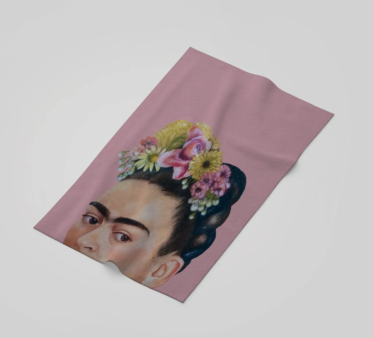 Halbe Frida rosa infernale telo mare da Carinaprint