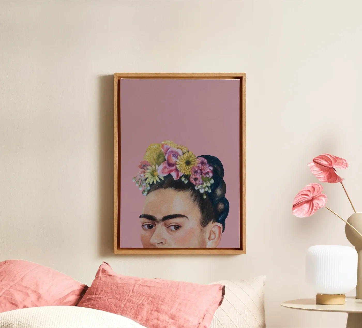 Halbe Frida hell-pink canvas by Carinaprint