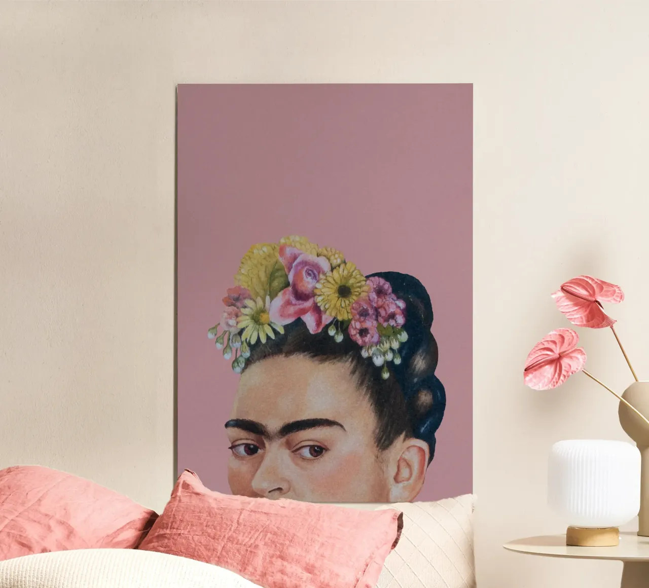 Halbe Frida hell-pink poster by Carinaprint