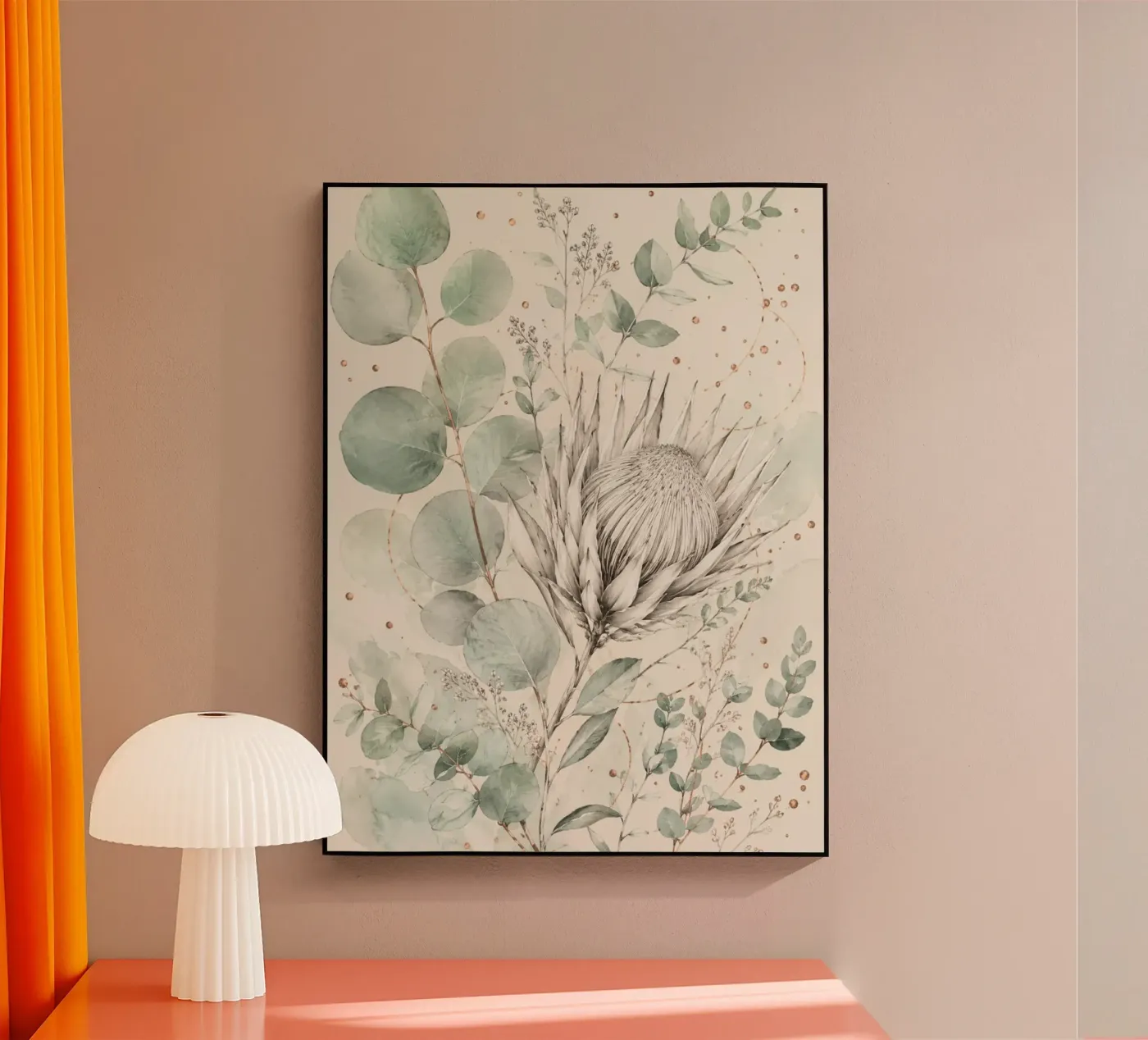 Protea and Eucalyptus plexiglass da Gendis Ayudya
