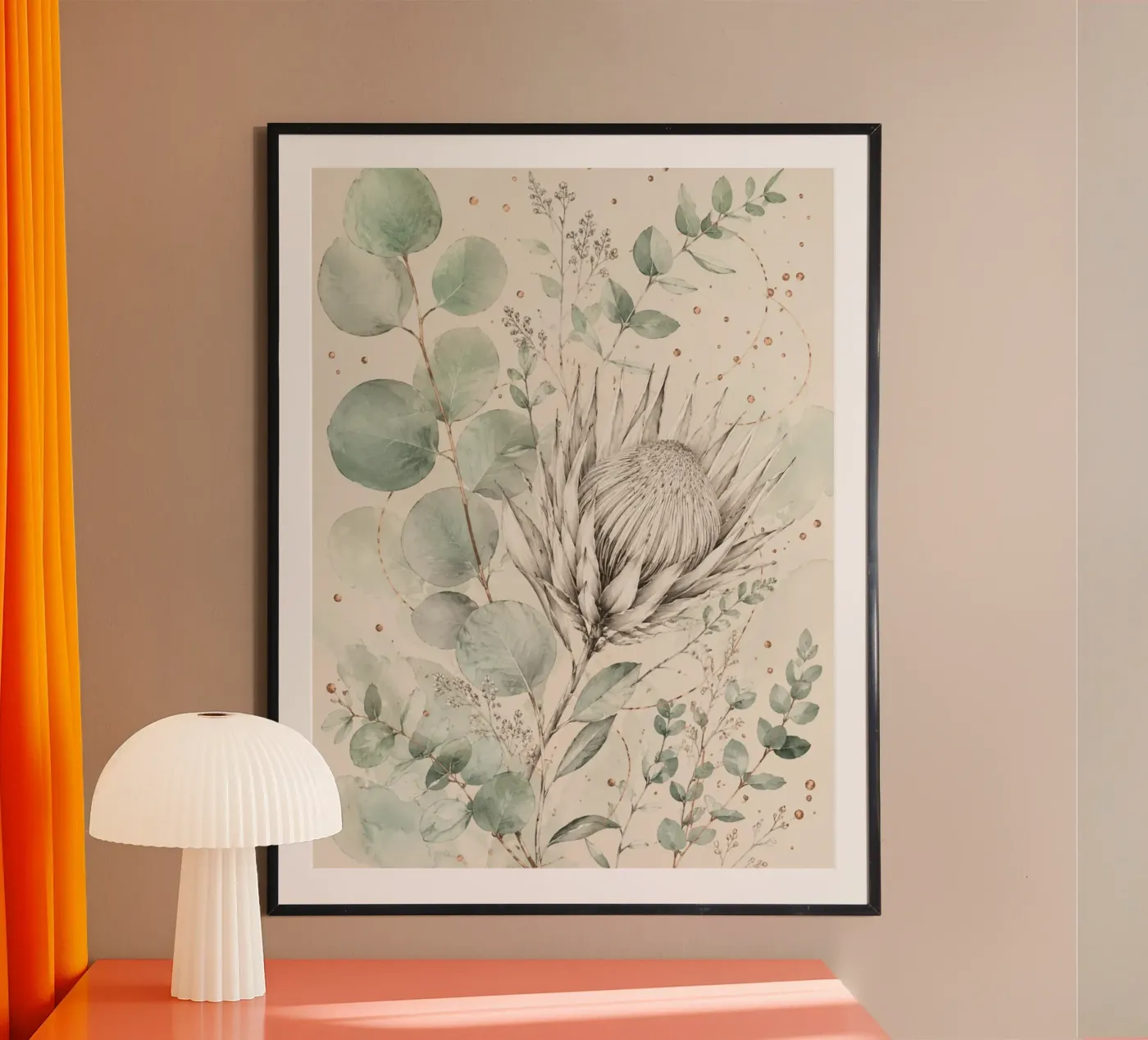 Protea and Eucalyptus poster da Gendis Ayudya