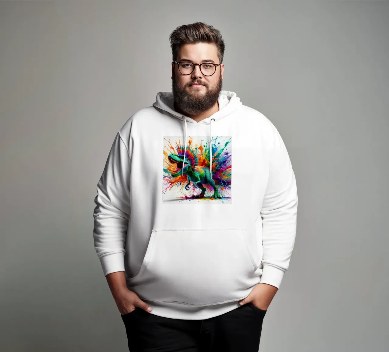 Dinosauro ad acquerello felpa con cappuccio da 🎁 ARTVI-SHOP