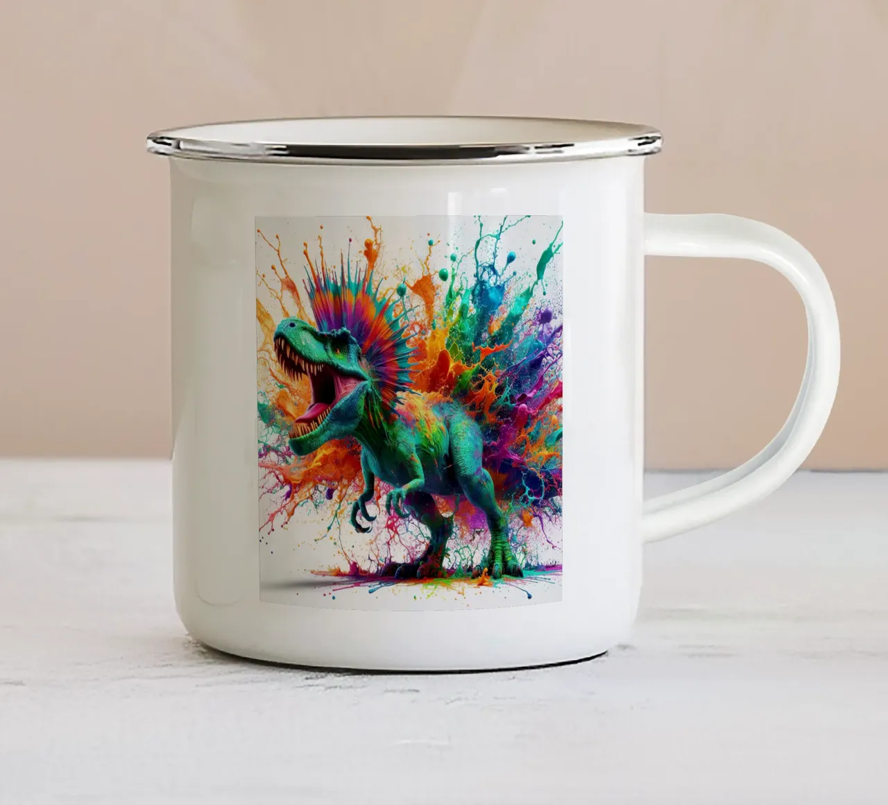 Dinosauro ad acquerello tazza in smalto da ARTVI-SHOP
