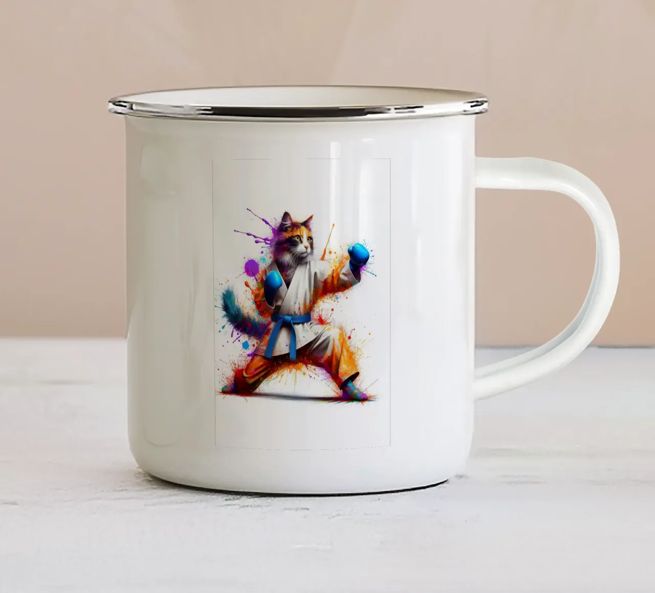 gatto boxer tazza in smalto da 🎁 ARTVI-SHOP