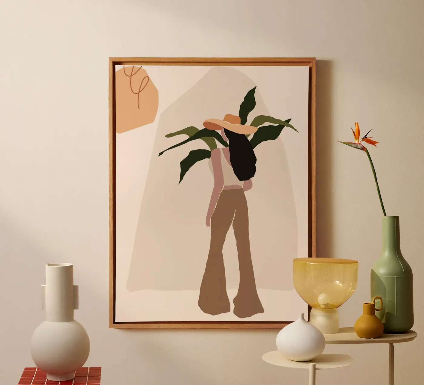 Woman in hat and bell bottoms canvas by 🎁 NOBELART