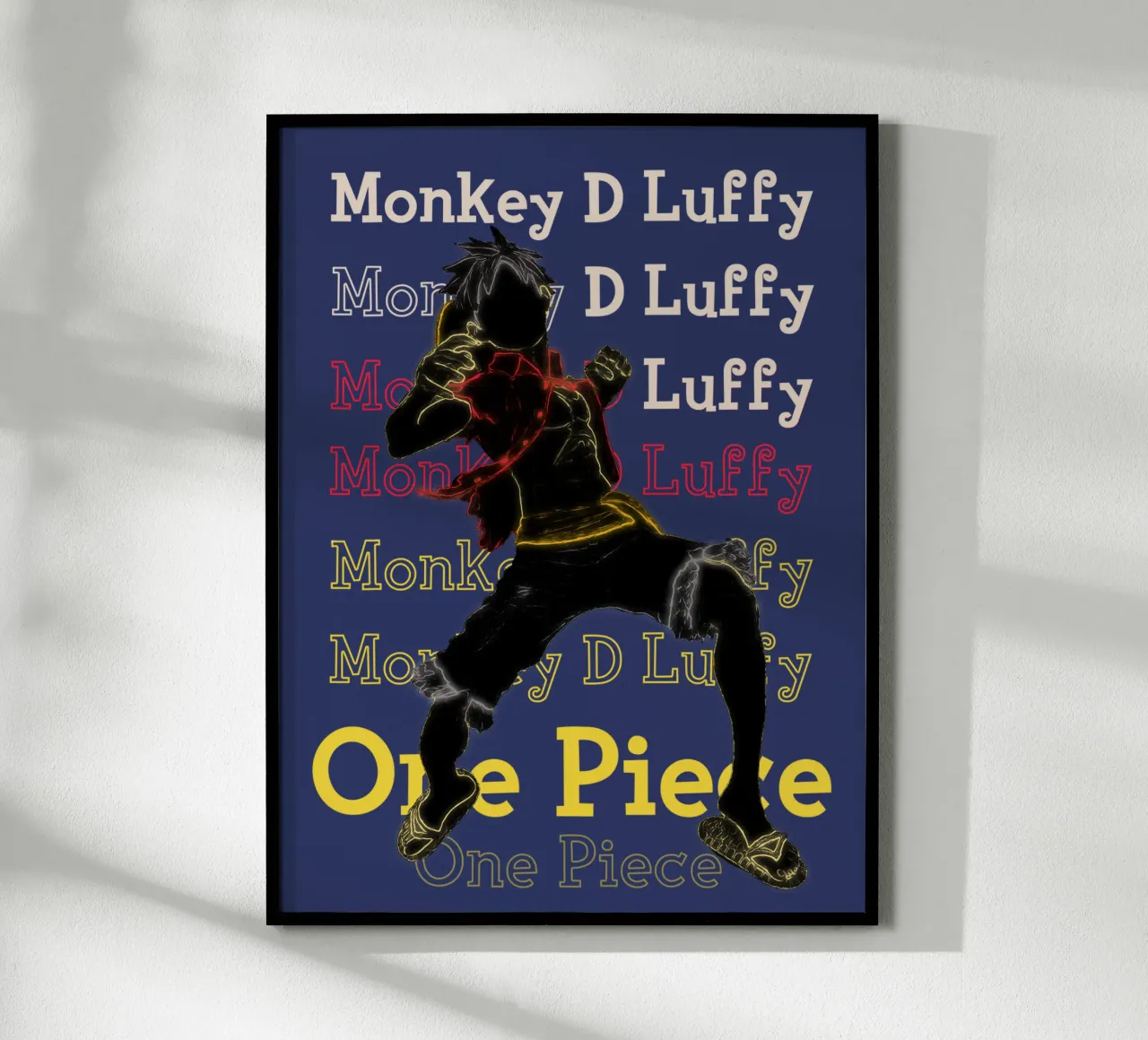 Scimmia D Luffy poster con telaio in legno da Gunawan Rb