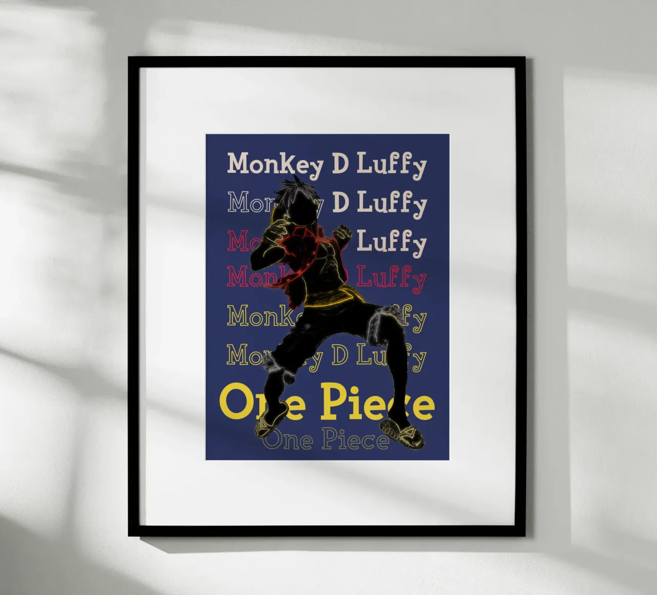 Scimmia D Luffy poster con telaio in legno da Gunawan Rb