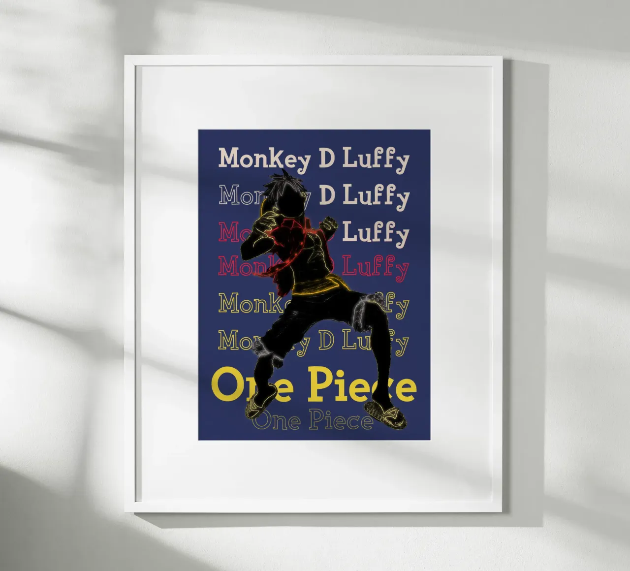 Scimmia D Luffy poster con telaio in legno da Gunawan Rb