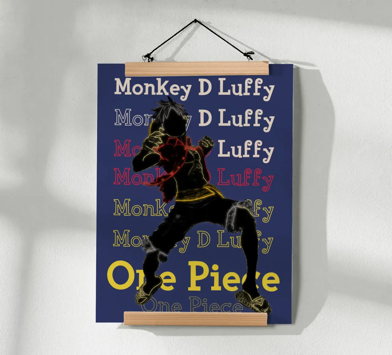 Scimmia D Luffy poster con telaio in legno da Gunawan Rb