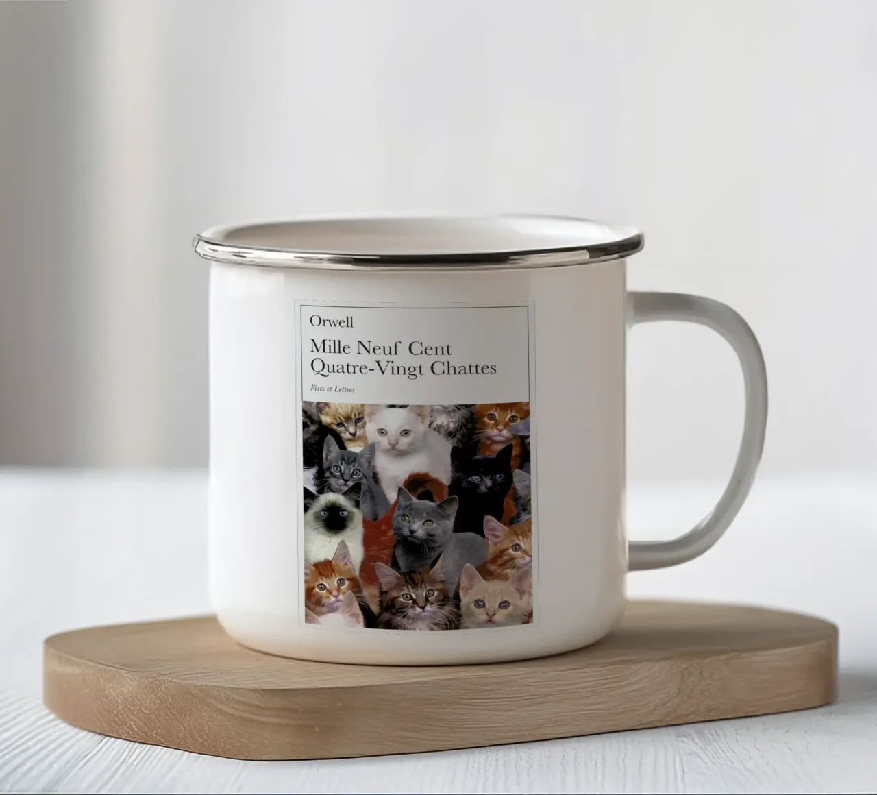 1980 - Chattes tazza in smalto da Fists Et Lettres