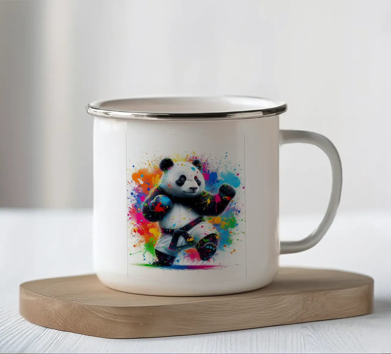 Orso panda karateka tazza in smalto da ARTVI-SHOP
