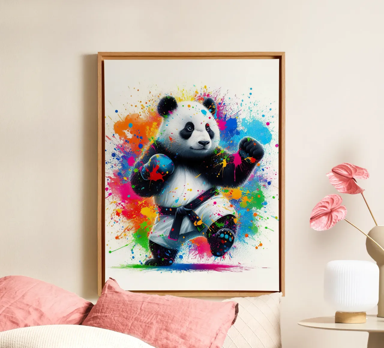 Orso panda karateka tela con Cornice a cassetta da 🎁 ARTVI-SHOP