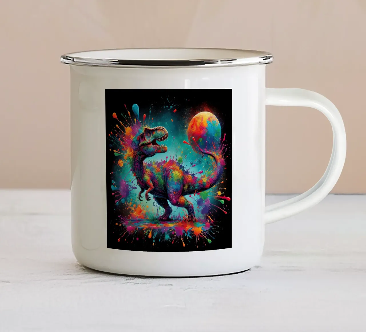 Dinosauro ad acquerello tazza in smalto da ARTVI-SHOP