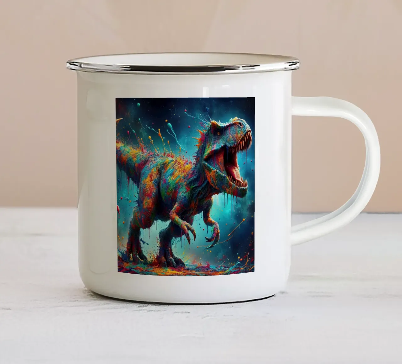 Dinosauro ad acquerello tazza in smalto da ARTVI-SHOP
